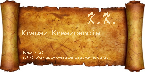 Krausz Kreszcencia névjegykártya